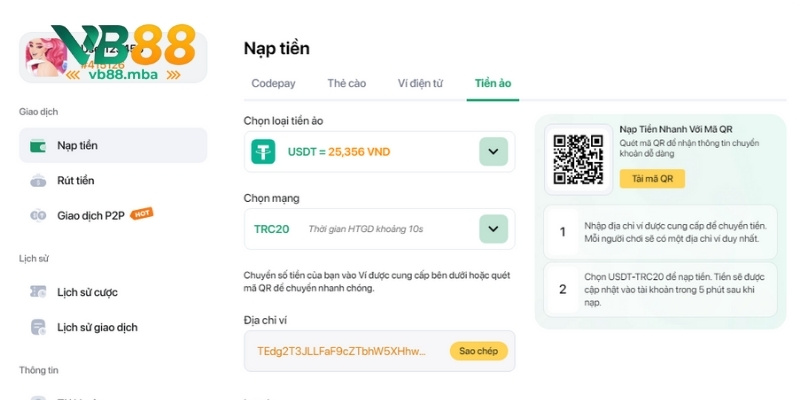 Các cách nạp tiền