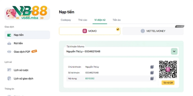 Các phương thức nạp tiền